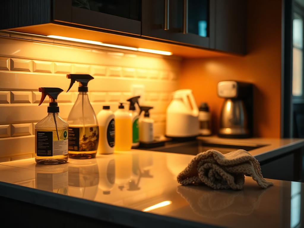Spotless cleaned kitchen counter